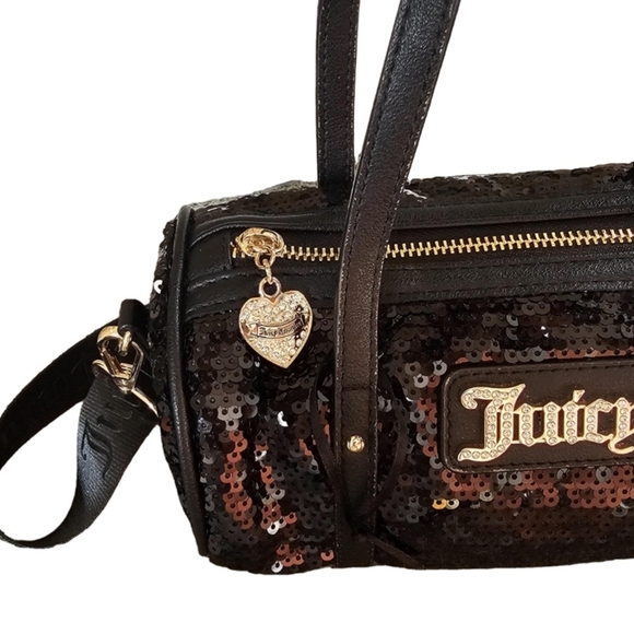 Juicy Couture Queen Of Everething Black Sequin Mini Barrel Bag With The Strup. - Picture 4 of 6